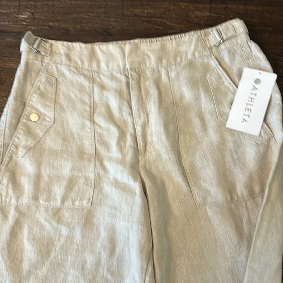 Athleta Voyager Linen Pant #586941 Natural Tan Size 12 - Picture 4 of 11